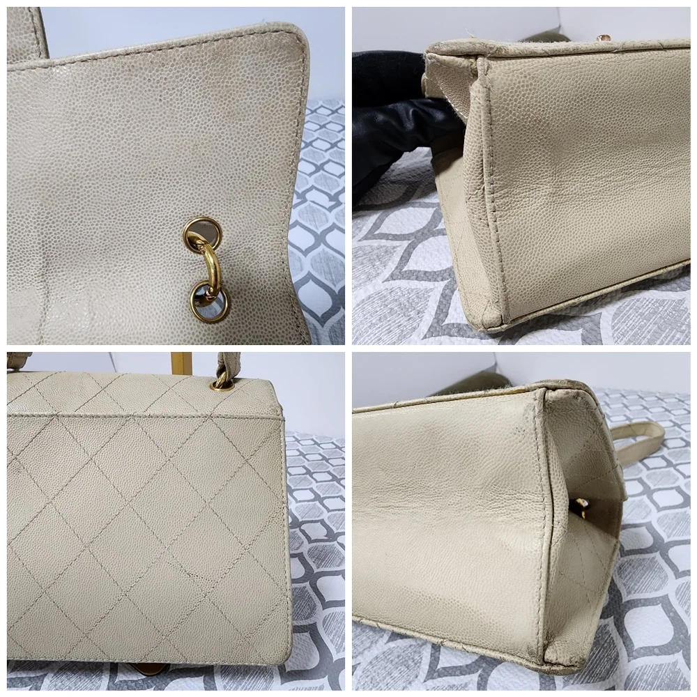 Chanel Vintage Classic Single Flap Bag Cream